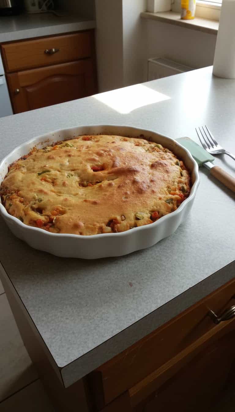 Foto deliciosa de Torta Salgada de Sardinha e Legumes pronta para servir - Tortas Salgadas