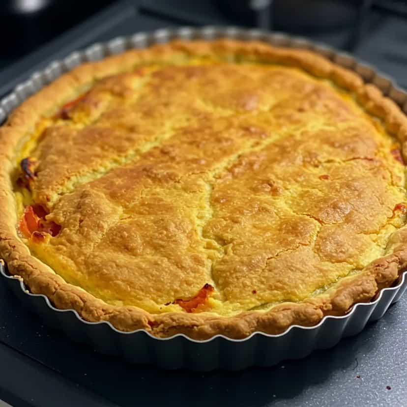 Foto deliciosa de Torta Salgada de Sardinha e Legumes pronta para servir - Tortas Salgadas
