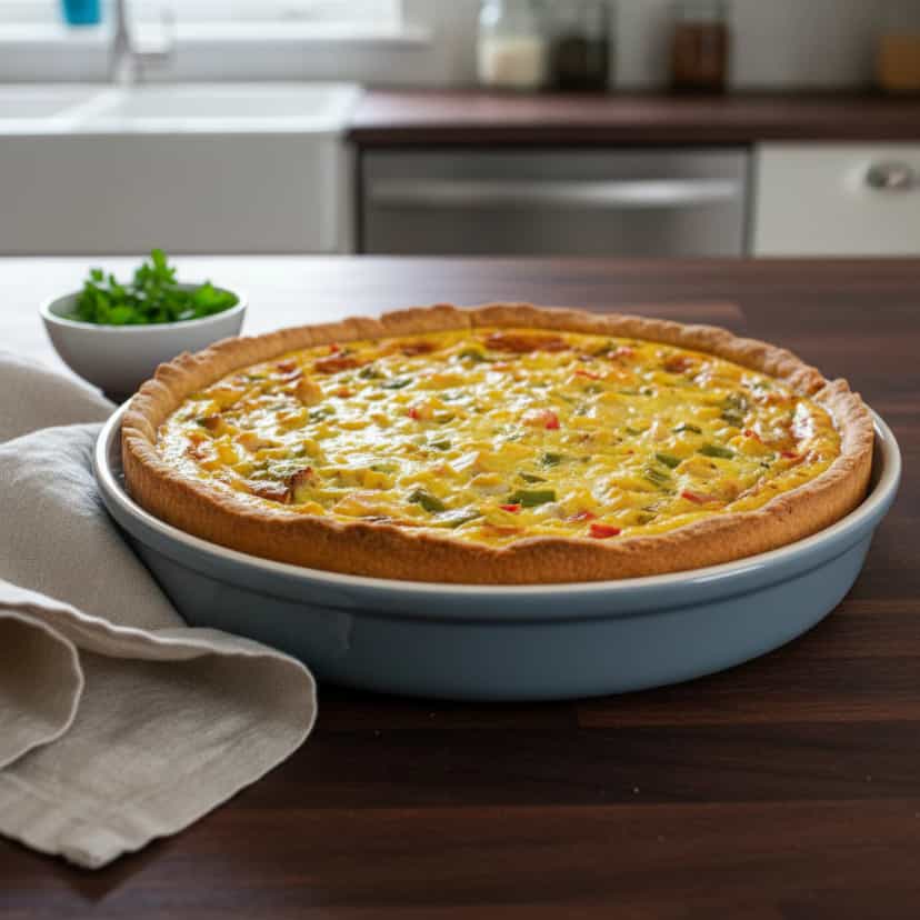 Foto deliciosa de Torta Soufflé de Frango pronta para servir - Tortas Salgadas