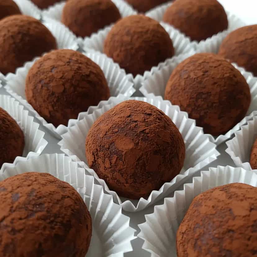 Foto deliciosa de Trufa tradicional de chocolate pronta para servir - Outras Receitas