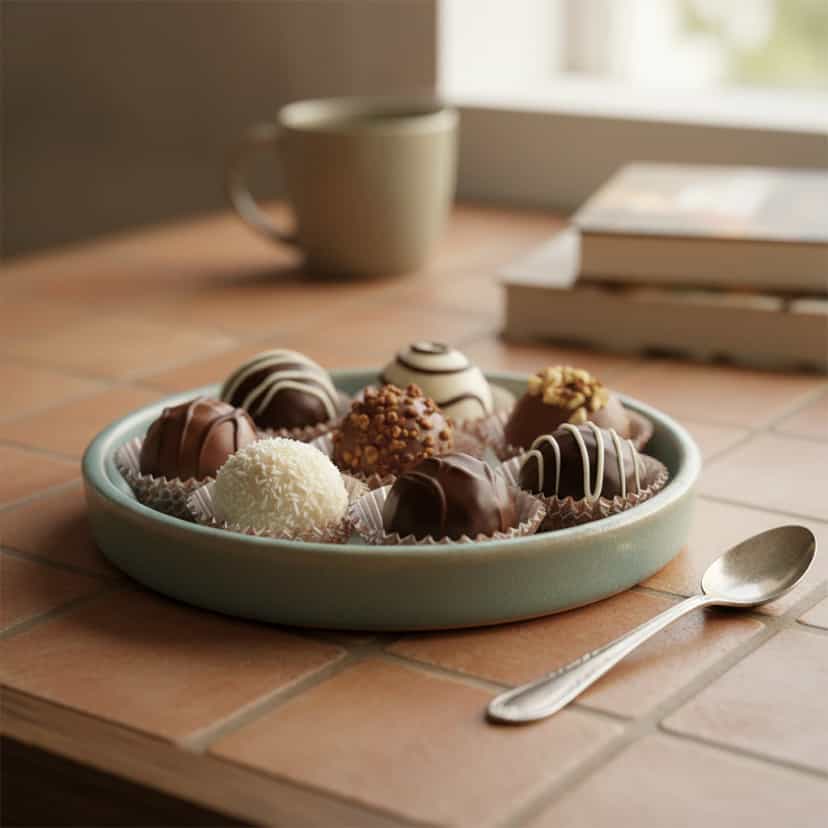 Foto deliciosa de Trufas de Chocolate Meio Amargo pronta para servir - Outras Receitas