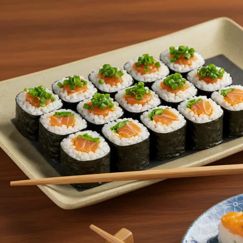 Foto deliciosa de Uramaki Filadélfia pronta para servir - Peixes & Frutos do Mar
