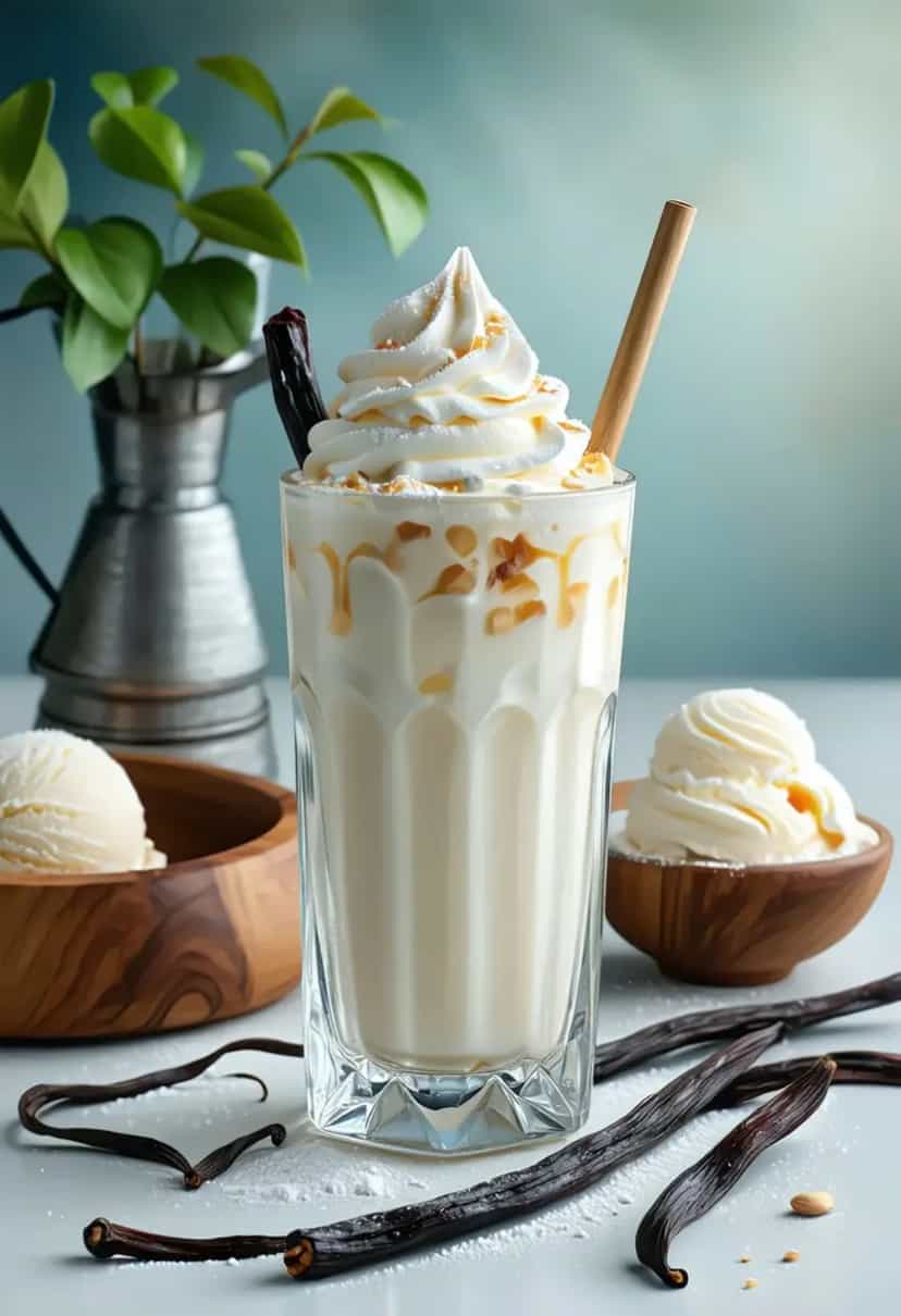 Foto deliciosa de Milkshake de Baunilha pronta para servir - Milkshakes