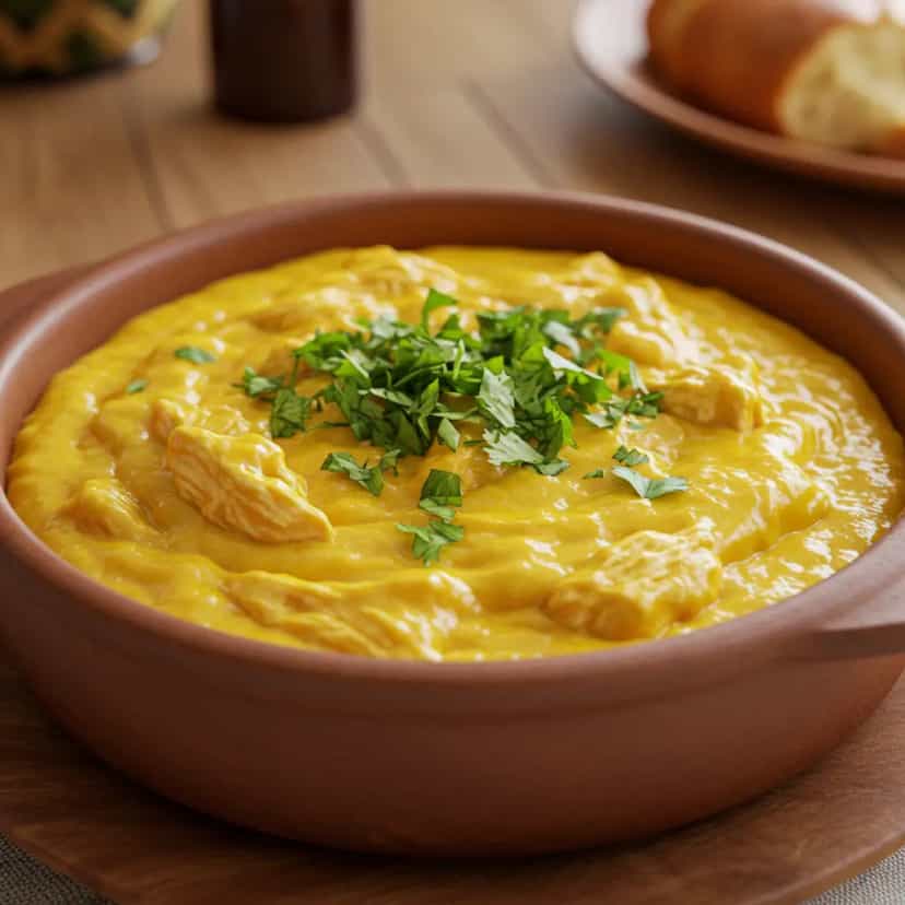 Foto deliciosa de Vatapá de Frango com Pão Dormido pronta para servir - Pratos Brasileiros Icônicos