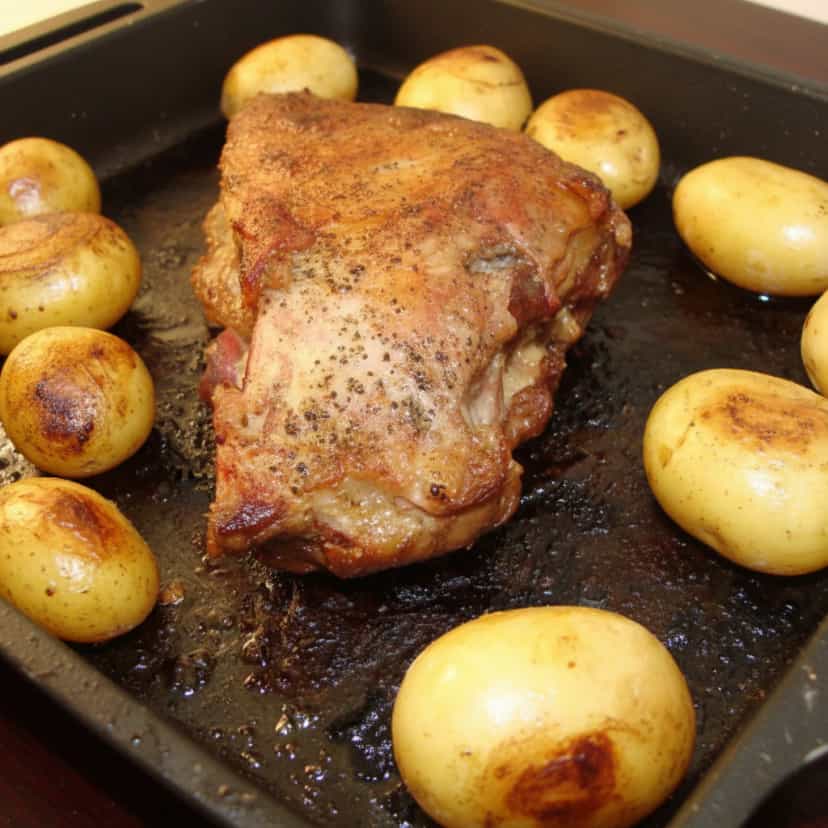 Foto deliciosa de Vazio assado com batatas ao alecrim pronta para servir - Carnes & Frango