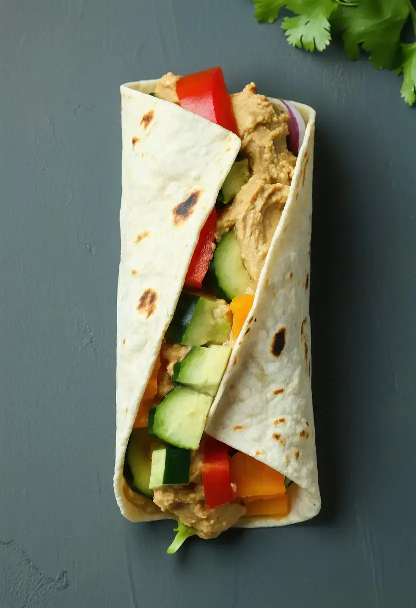 Wrap Vegano de Hummus e Legumes