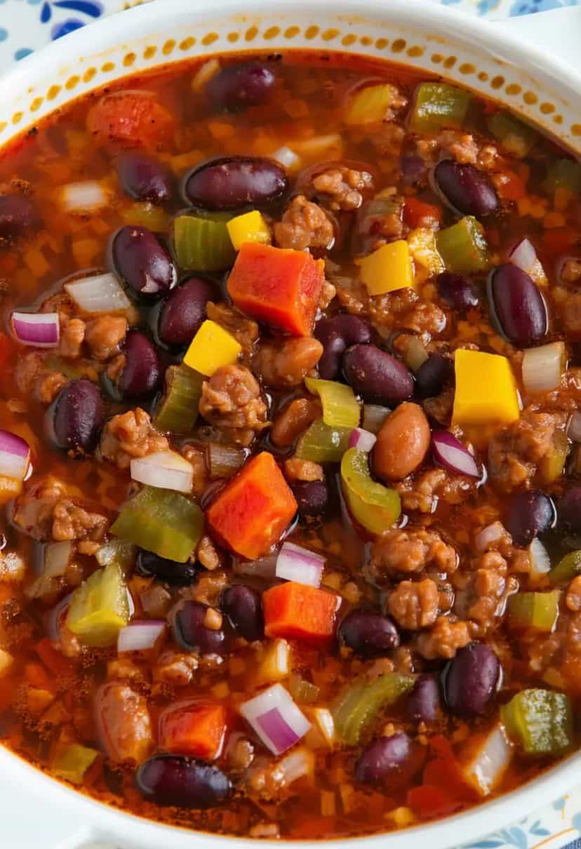 Foto deliciosa de Chili Vegetariano de Feijão Preto pronta para servir - Sopas & Caldos