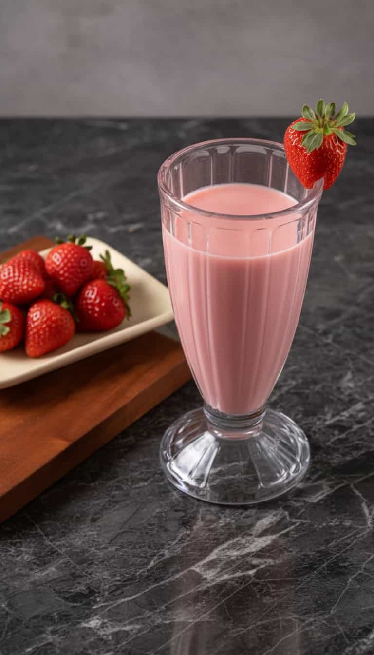Foto deliciosa de Vitamina Cremosa de Morango pronta para servir - Sucos & Smoothies