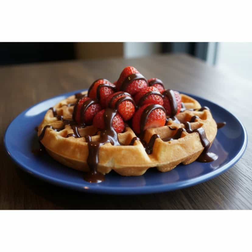 Foto deliciosa de Waffles Caseiros de Iogurte pronta para servir - Panquecas & Waffles