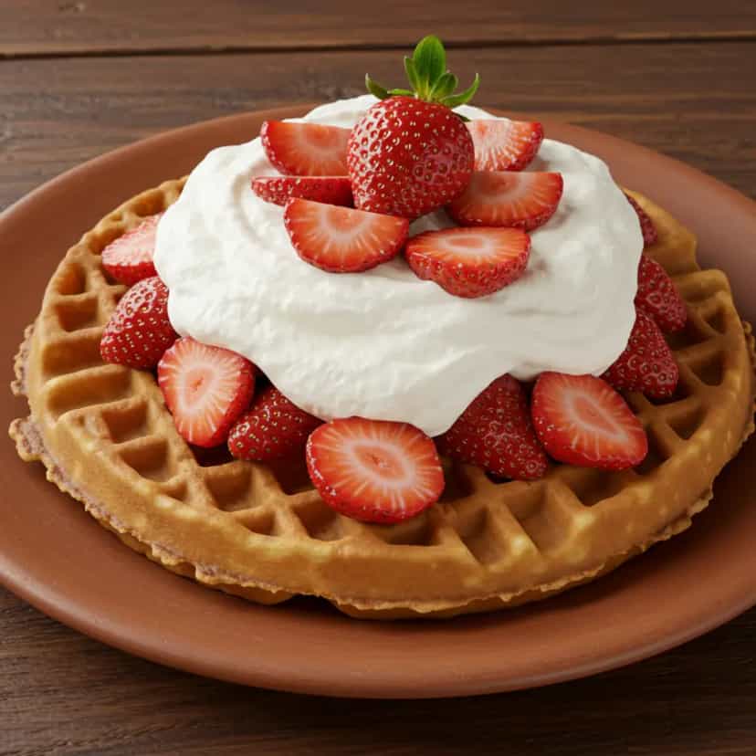 Foto deliciosa de Waffles Caseiros: Receita Deliciosa pronta para servir - Panquecas & Waffles