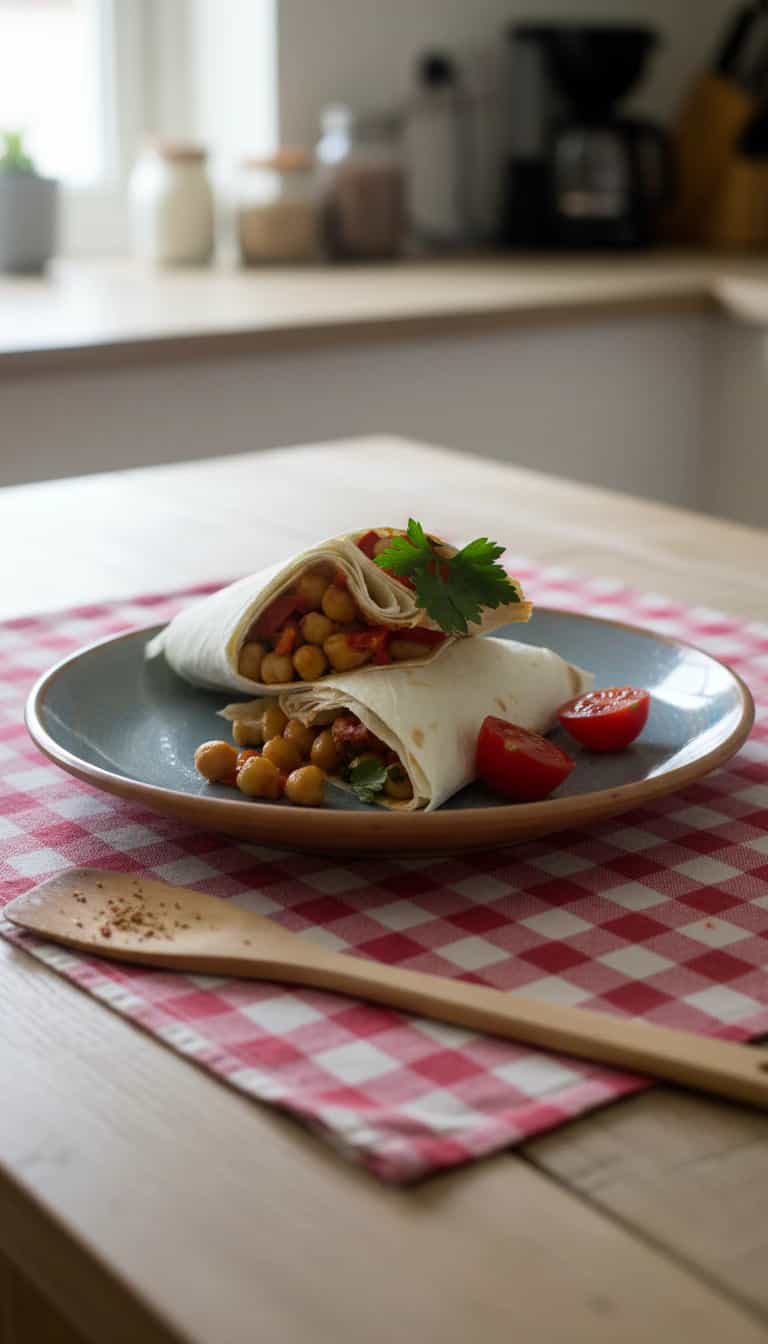 Foto deliciosa de Wrap de Grão-de-Bico com Abacaxi pronta para servir - Outras Receitas