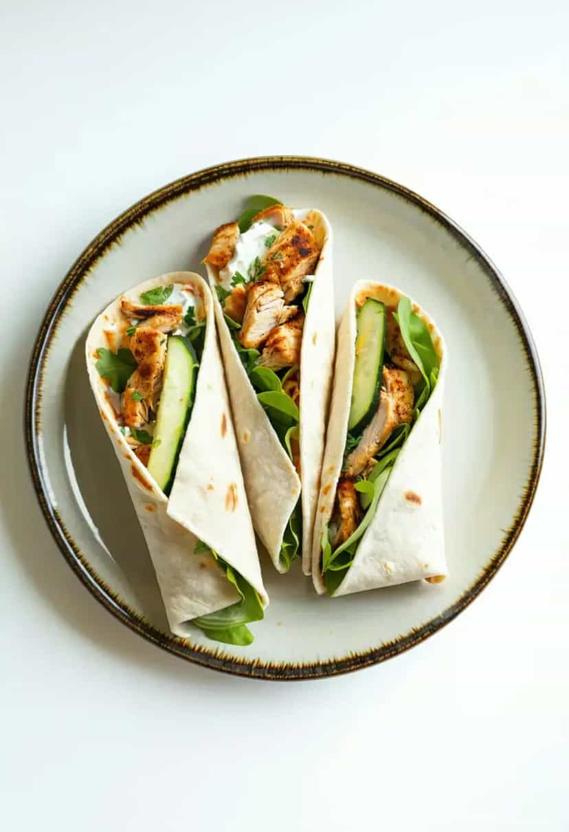 Foto deliciosa de Wrap de Pepino e Frango pronta para servir - Snacks Naturais