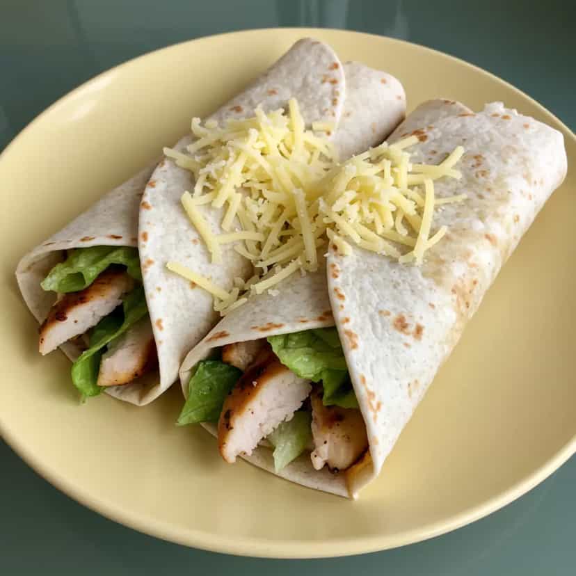 Foto deliciosa de Wraps de Salada Caesar com Frango pronta para servir - Sanduíches & Hambúrgueres