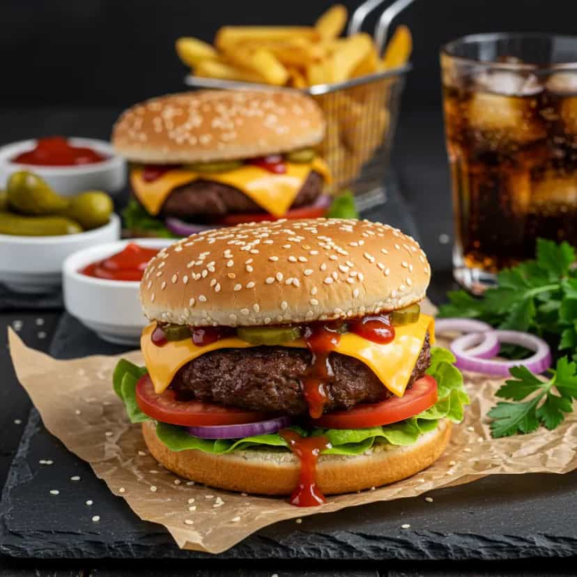 Foto deliciosa de X-Salada com Maionese Verde pronta para servir - Sanduíches & Hambúrgueres