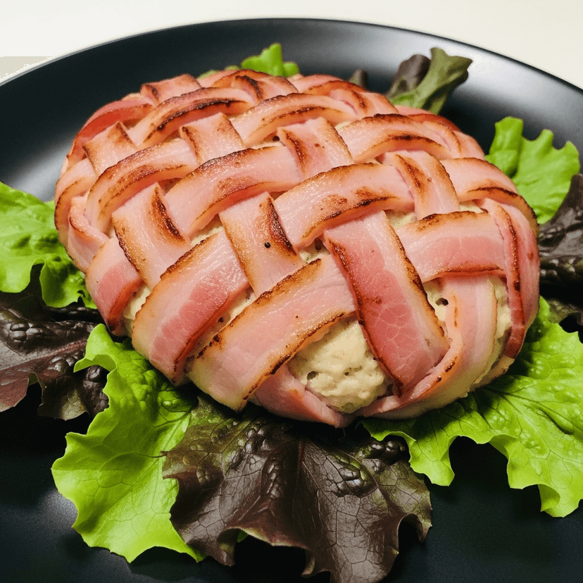 Foto deliciosa de Hambúrguer Envolto em Trama de Bacon pronta para servir - Sanduíches & Hambúrgueres