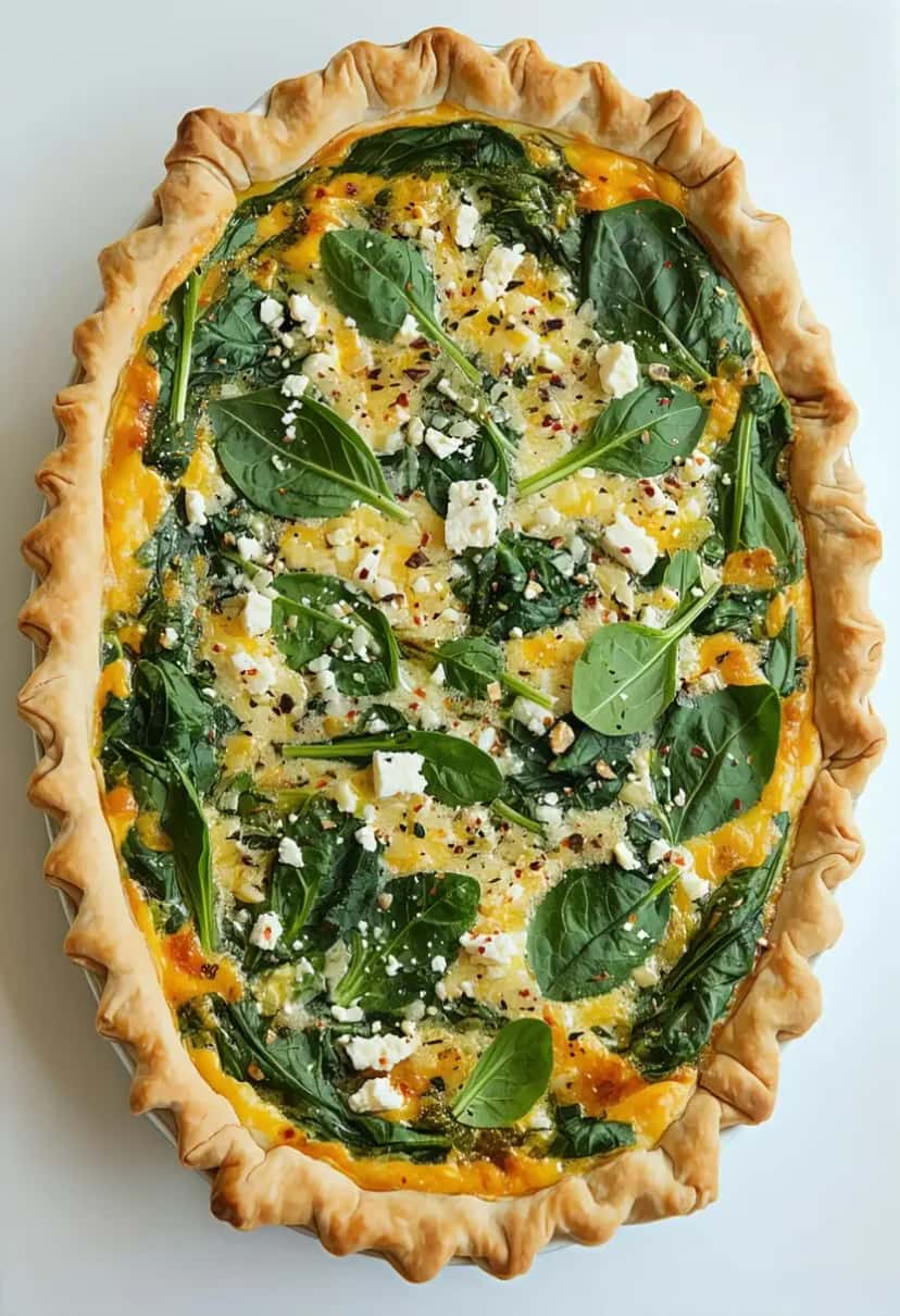 Quiche de Espinafre e Feta Delicioso