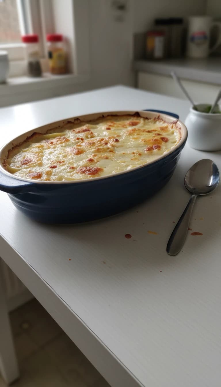 Batata gratinada cozida no leite