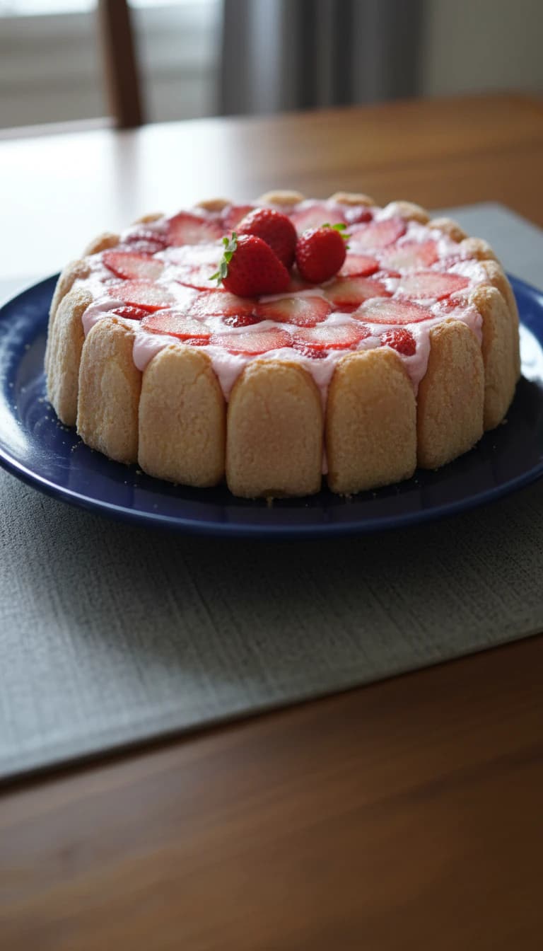 Charlotte Diet de Morango com Amêndoas