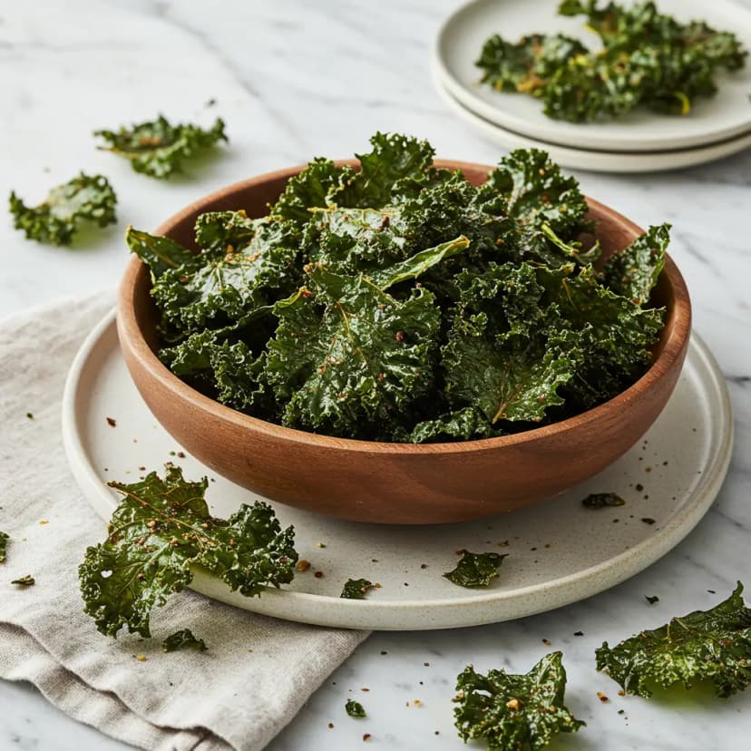 Foto deliciosa de Chips de Couve Kale pronta para servir