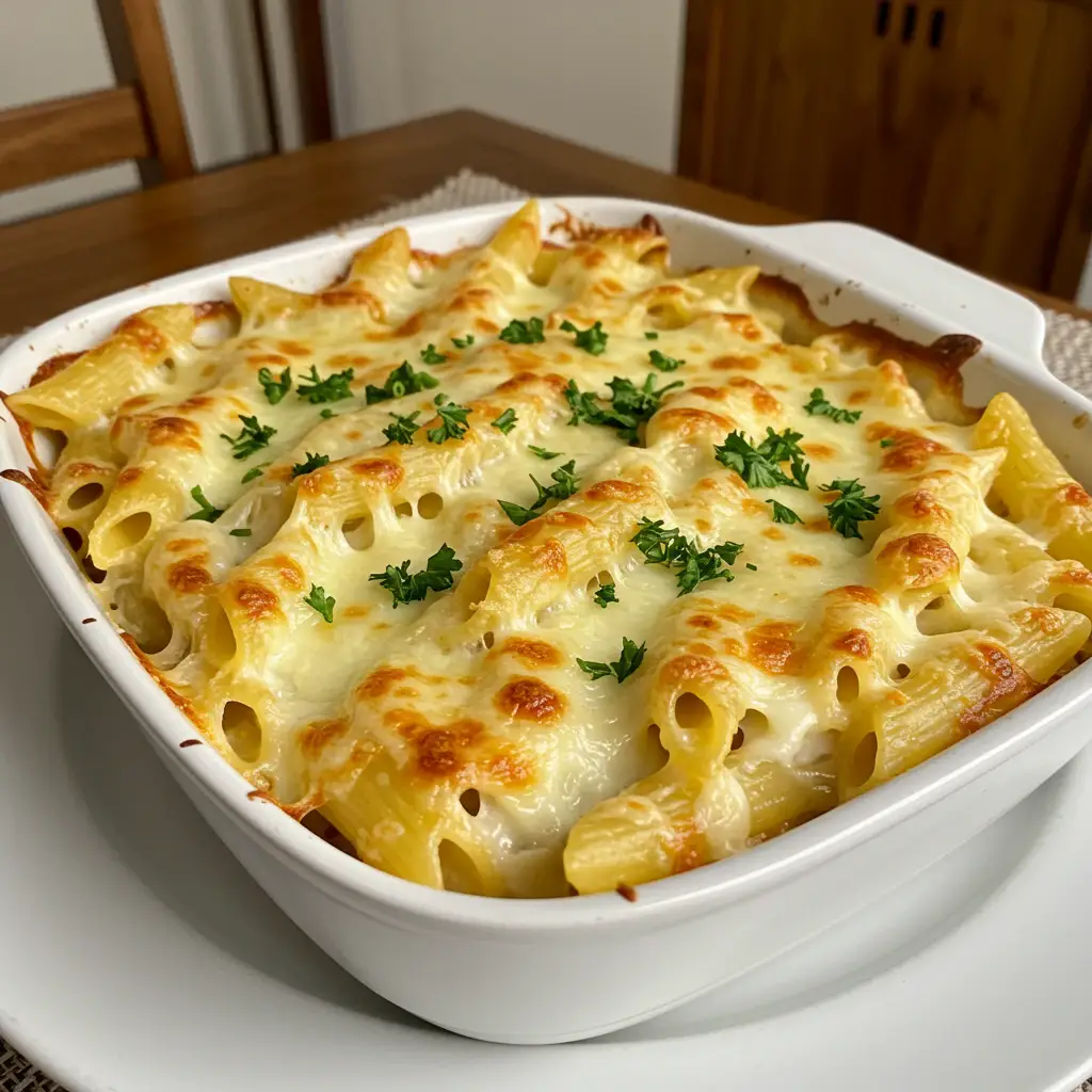 Macarrão com queijo assado
