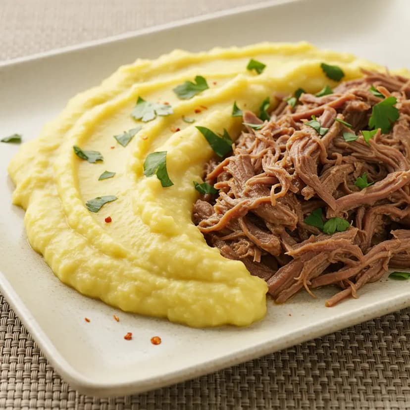 Purê de Mandioca Cremoso com Mussarela