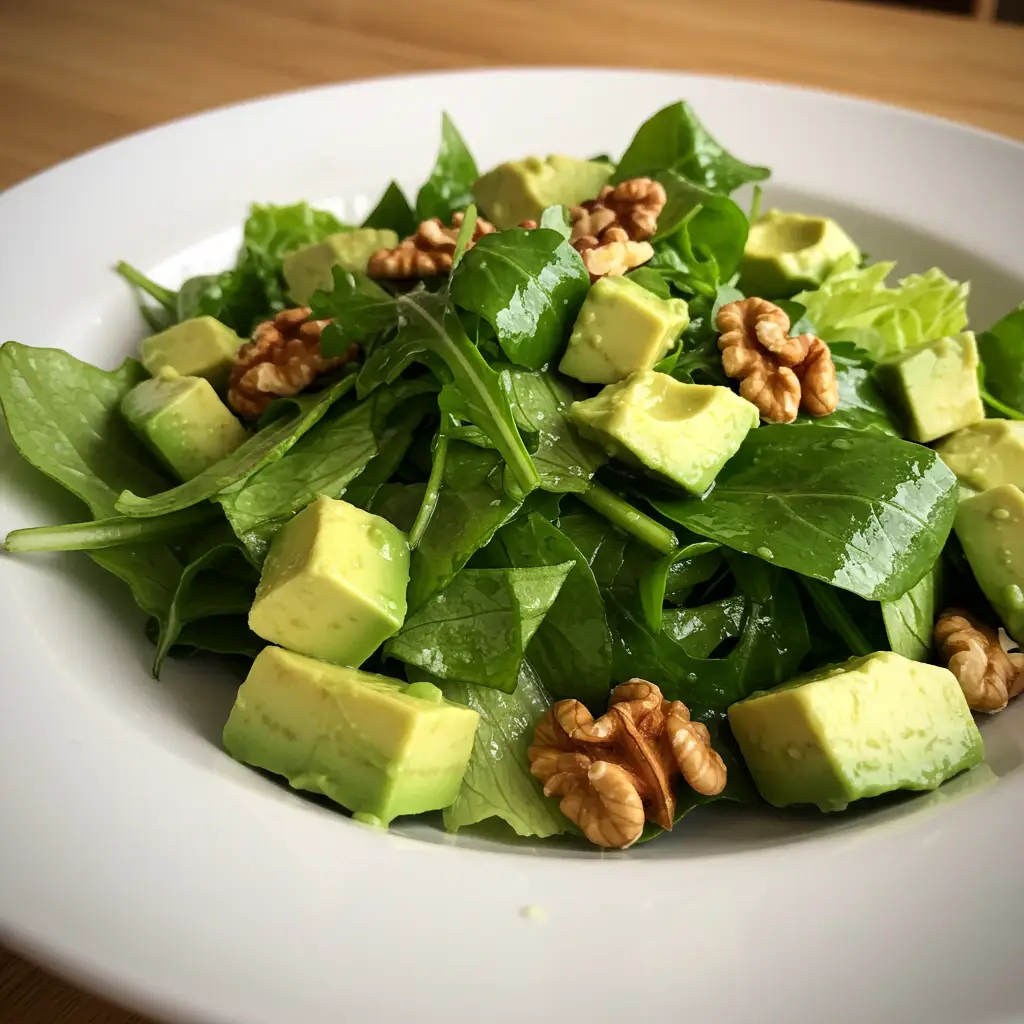 Salada Verde com Abacate e Nozes