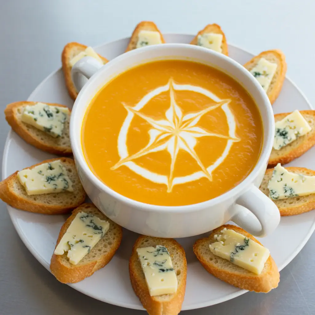 Sopa de abóbora com gorgonzola