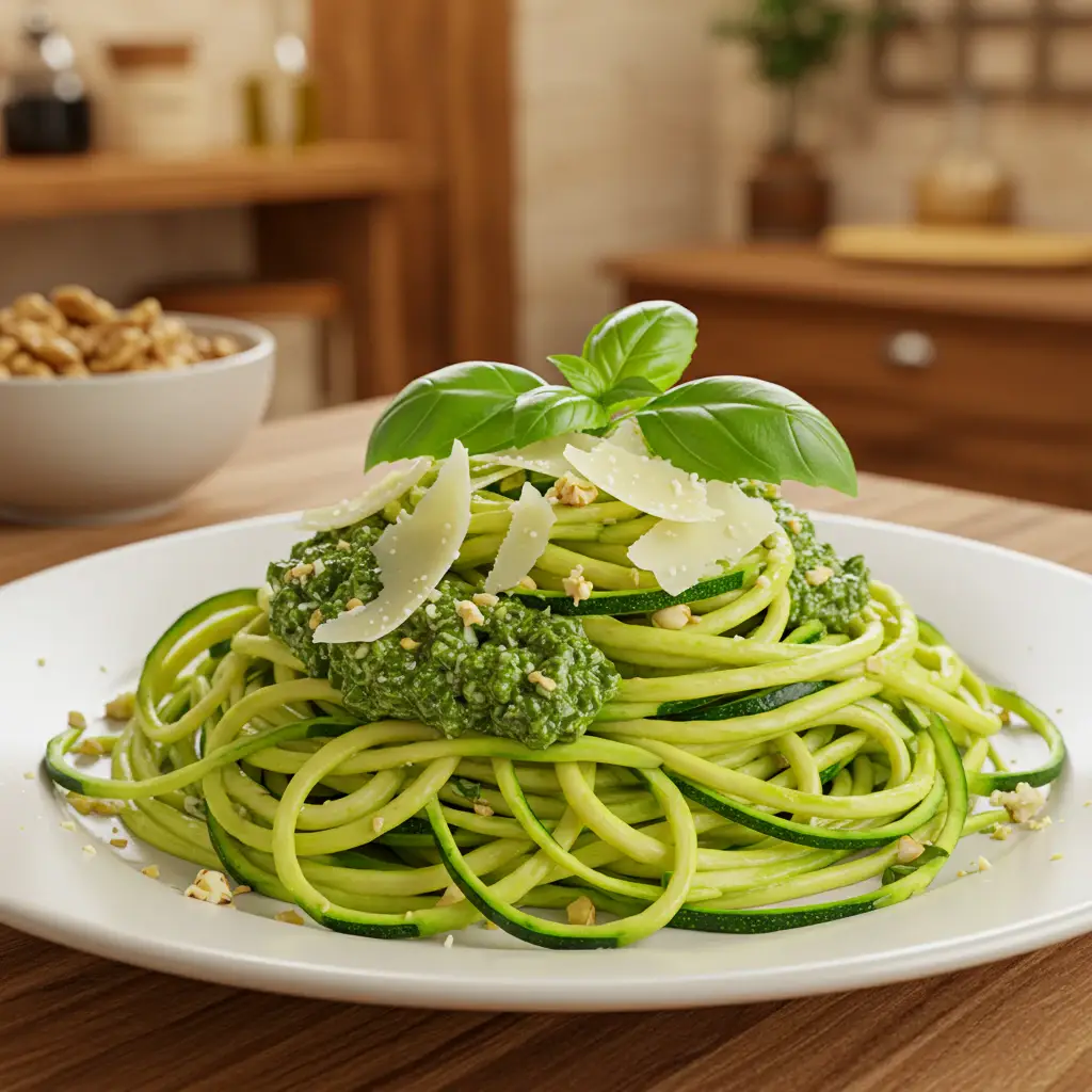 Spaghetti de Abobrinha com Molho Pesto