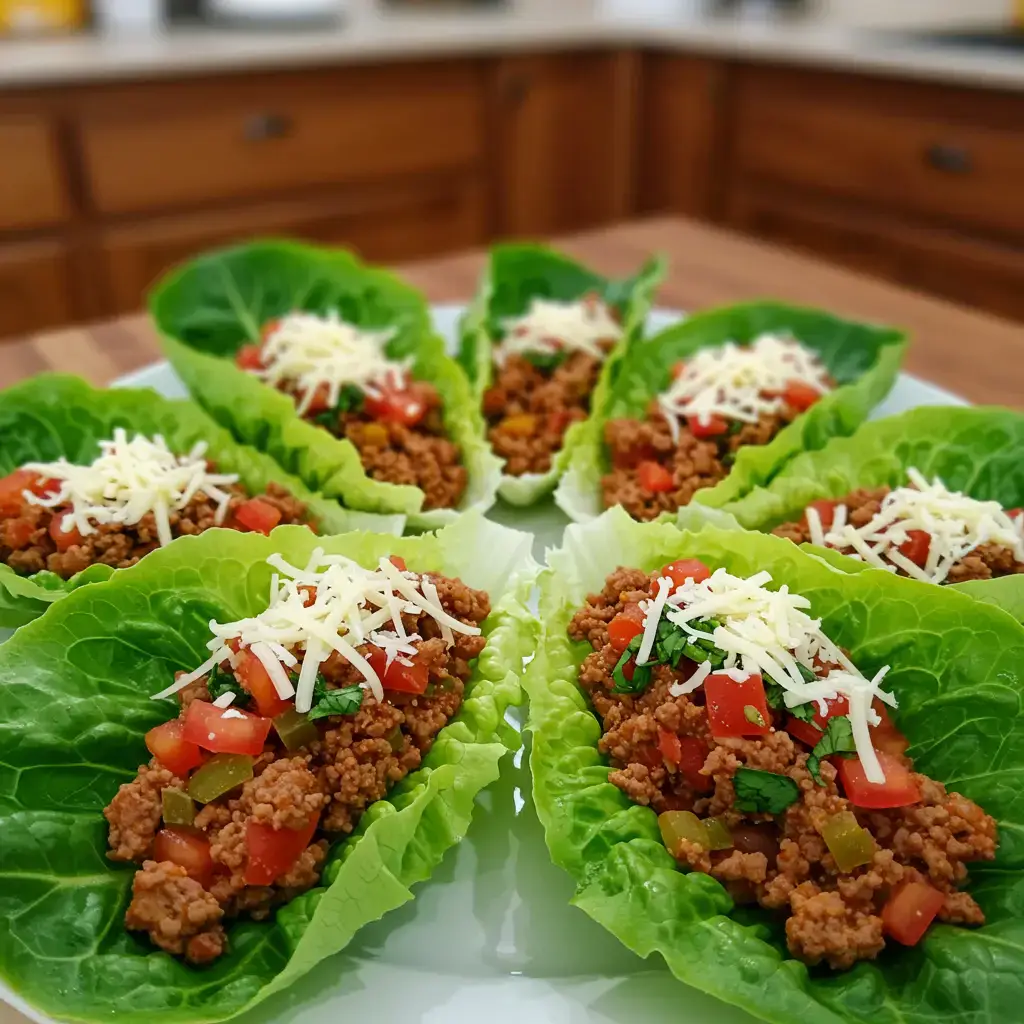 Tacos de Alface com Carne Moída