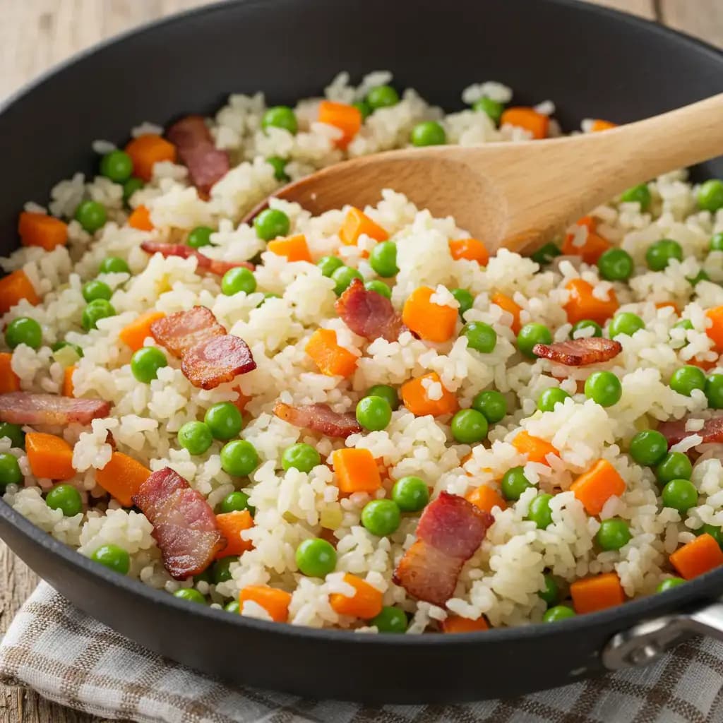 Receita de Arroz à Grega com Bacon