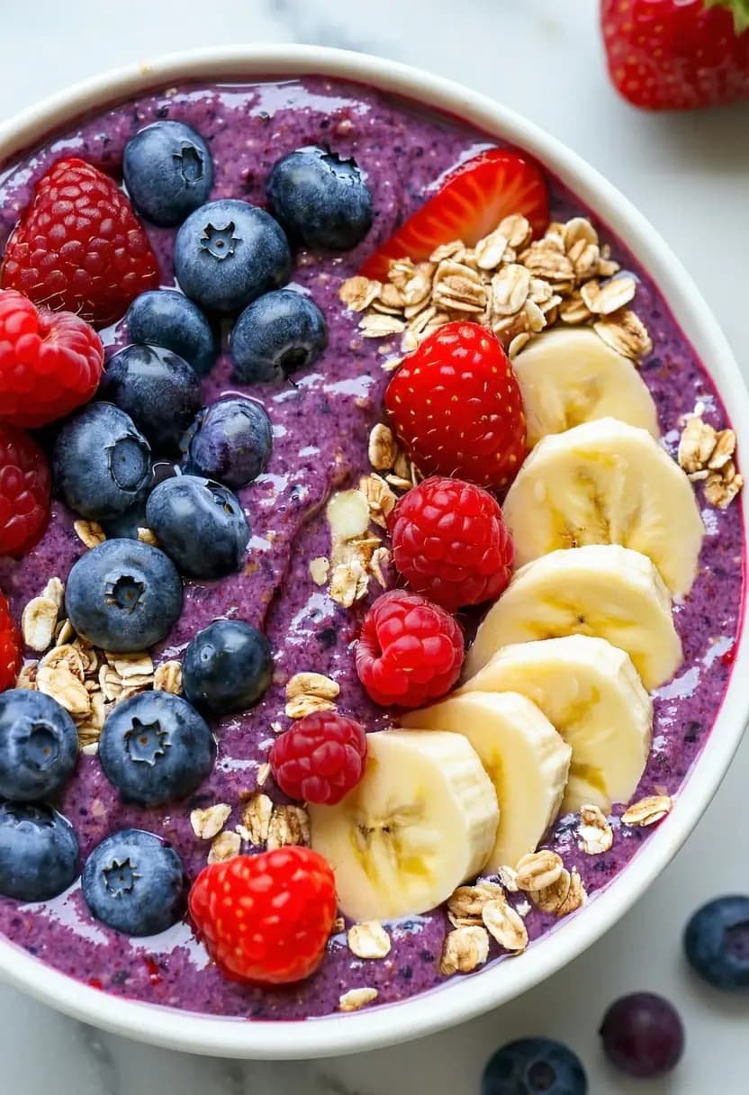 Receita de Tigela de Smoothie de Frutas Vermelhas