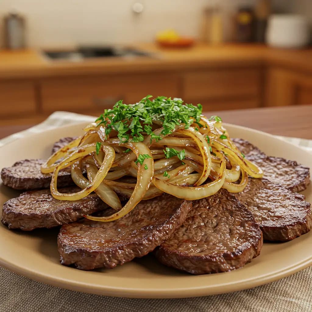 Receita de Bife acebolado