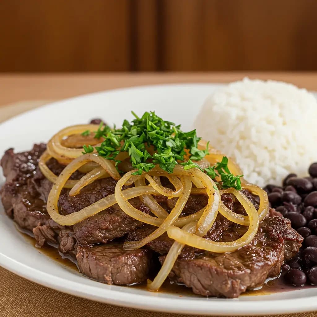 Receita de Bife acebolado