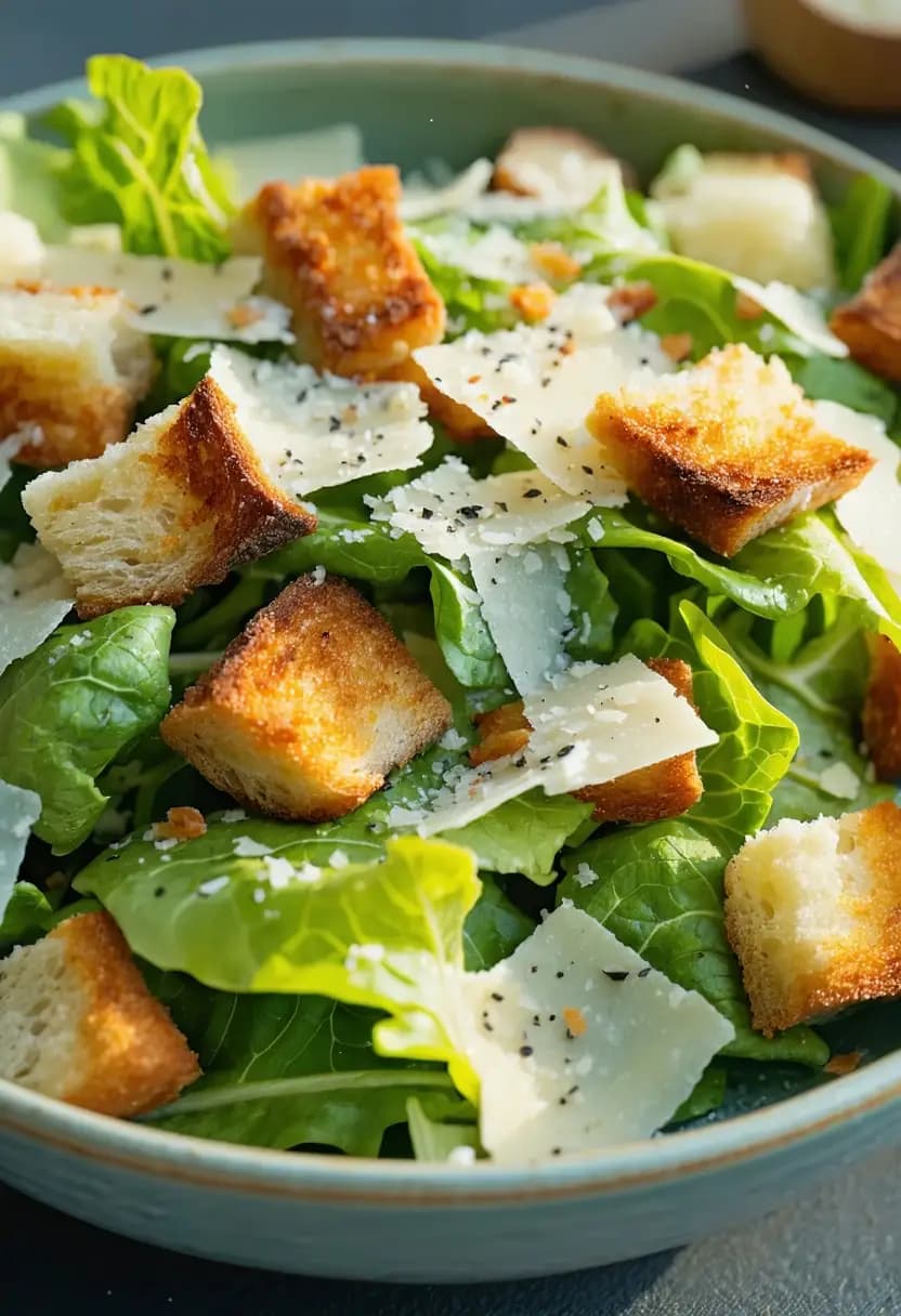Receita de Salada Caesar com Croutons