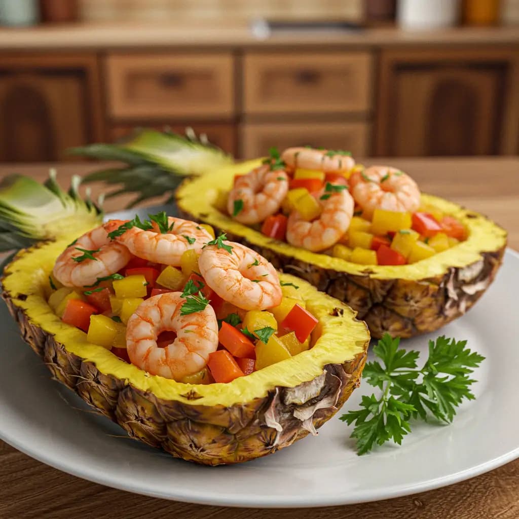 Receita de Camarão no abacaxi