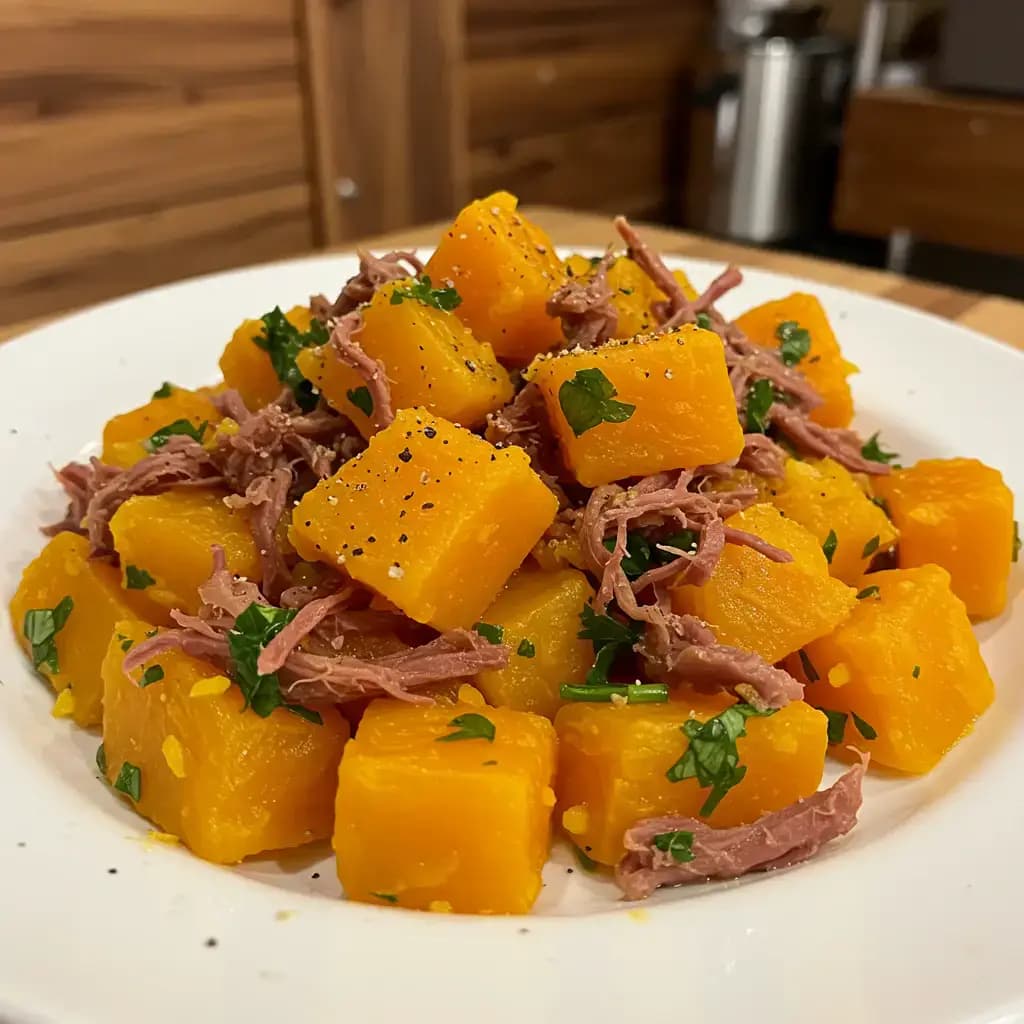 Receita de Carne seca com abóbora