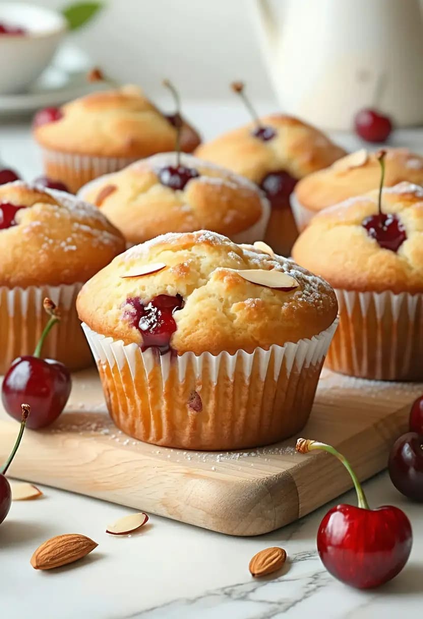Receita de Muffins de Cereja e Amêndoa