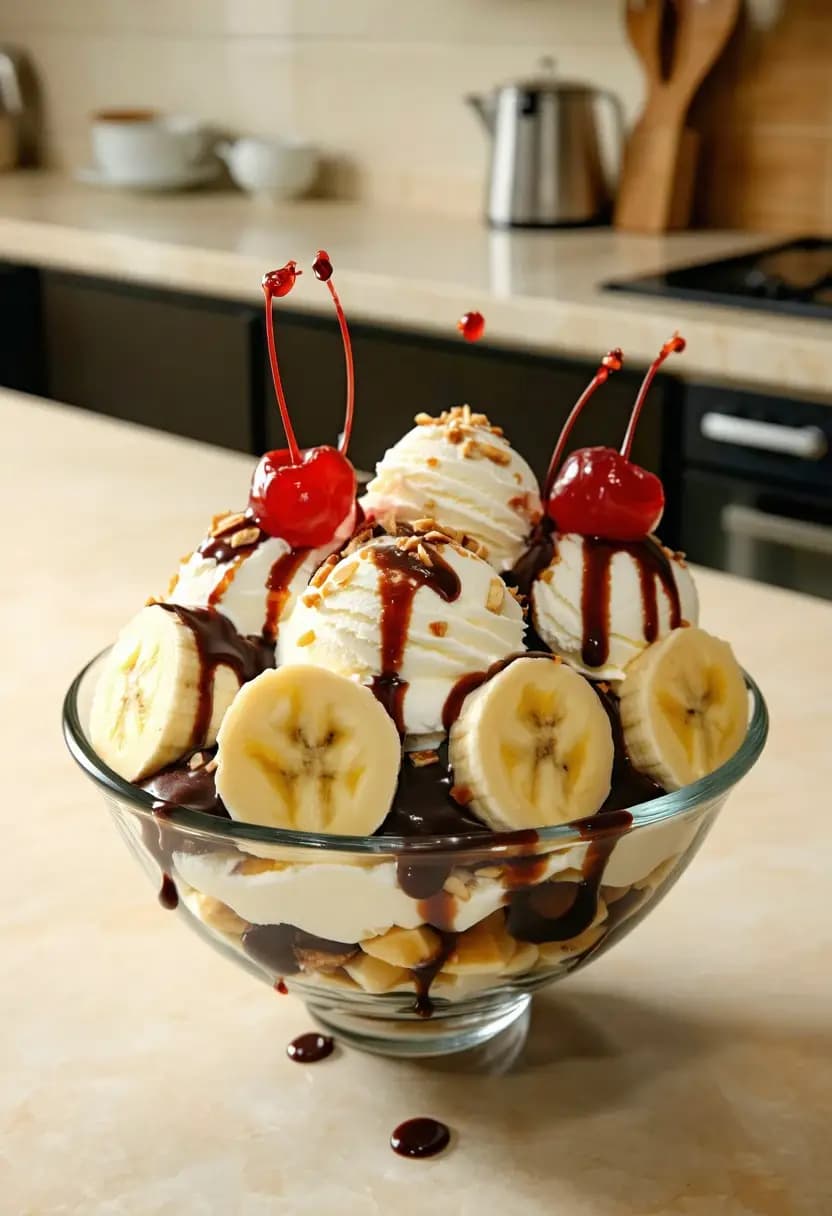 Receita de Banana Split Clássico