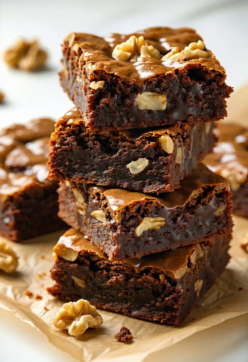 Receita de Brownies Fudge com Nozes