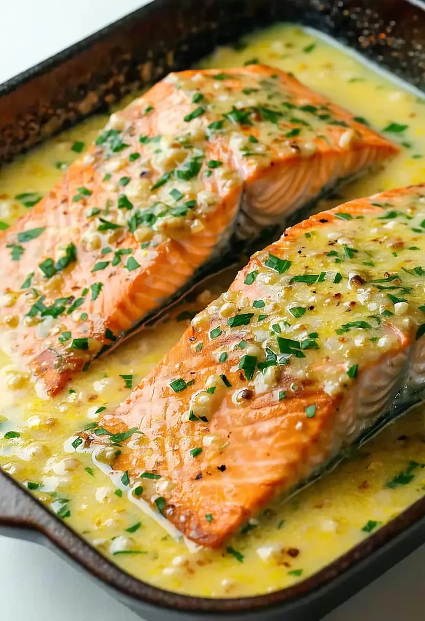 Receita de Salmão Assado com Manteiga de Alho