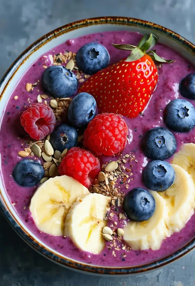 Receita de Tigela de Smoothie Saudável de Frutas Vermelhas