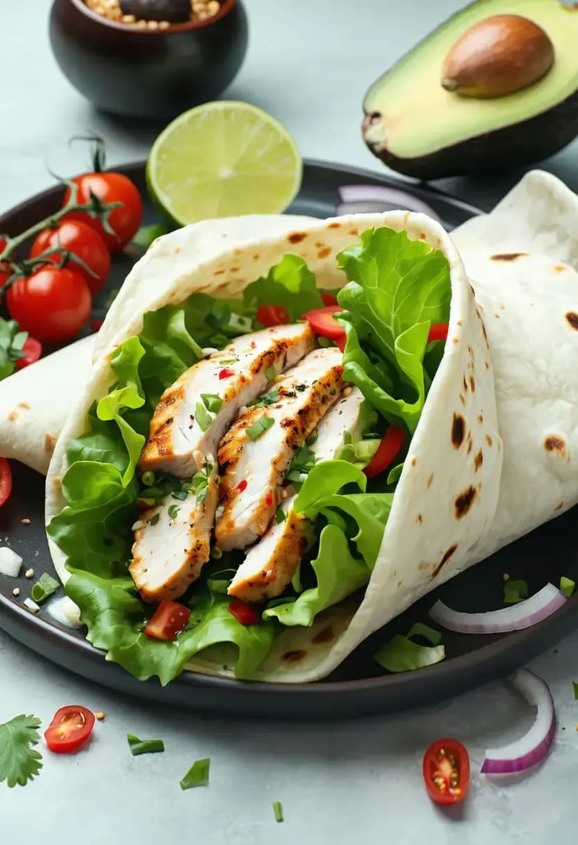 Receita de Wrap Saudável de Frango e Abacate