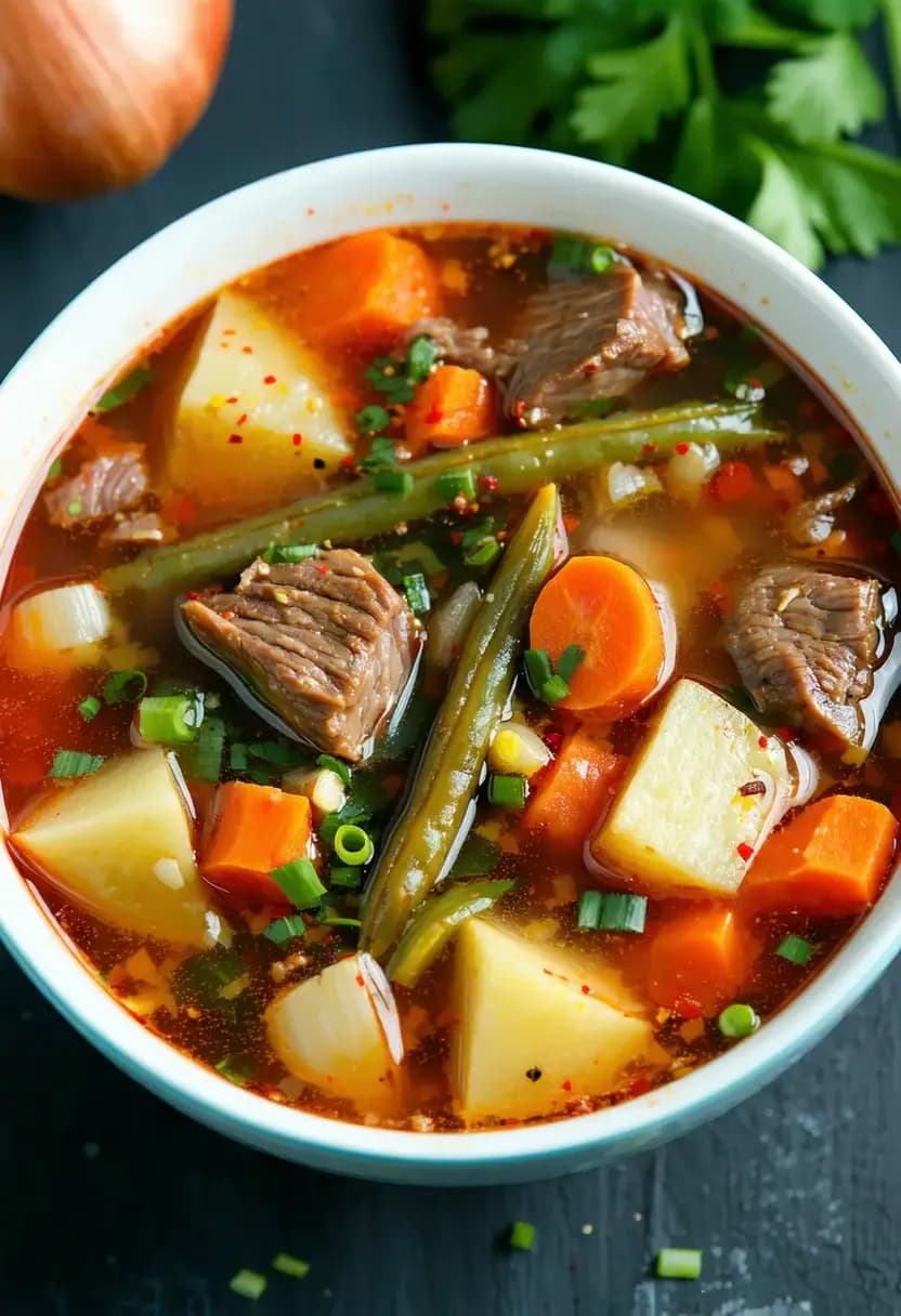 Receita de Sopa Reforçada de Carne e Legumes