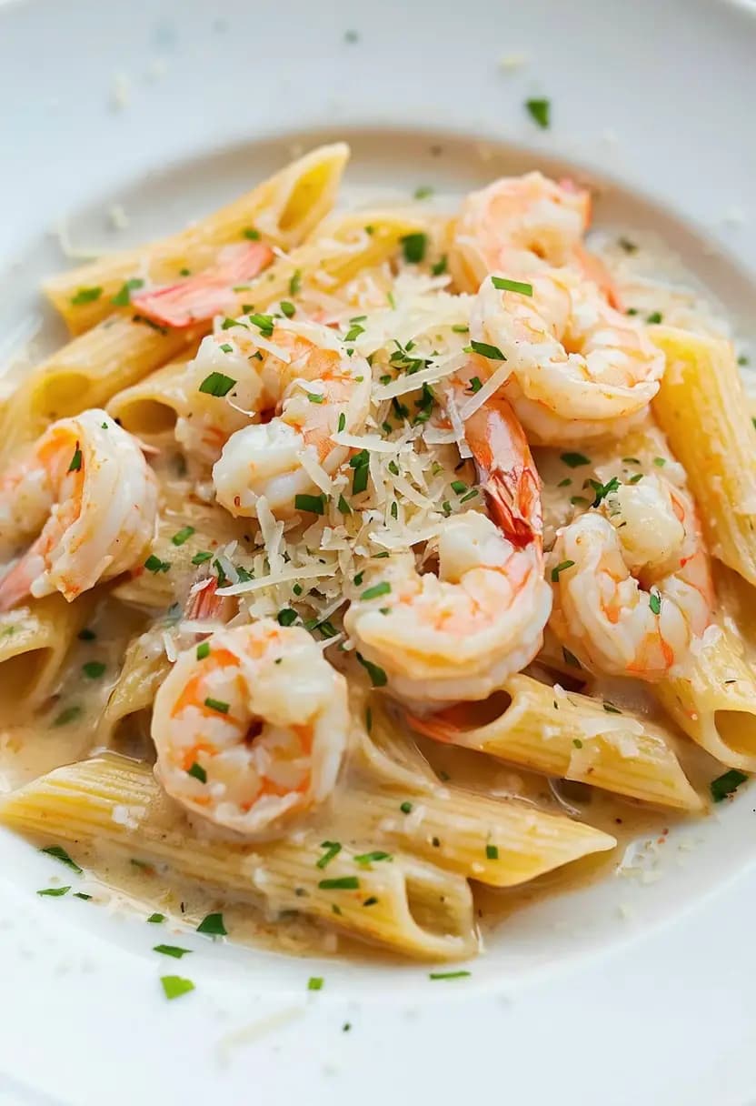 Receita de Macarrão Cremoso com Camarão