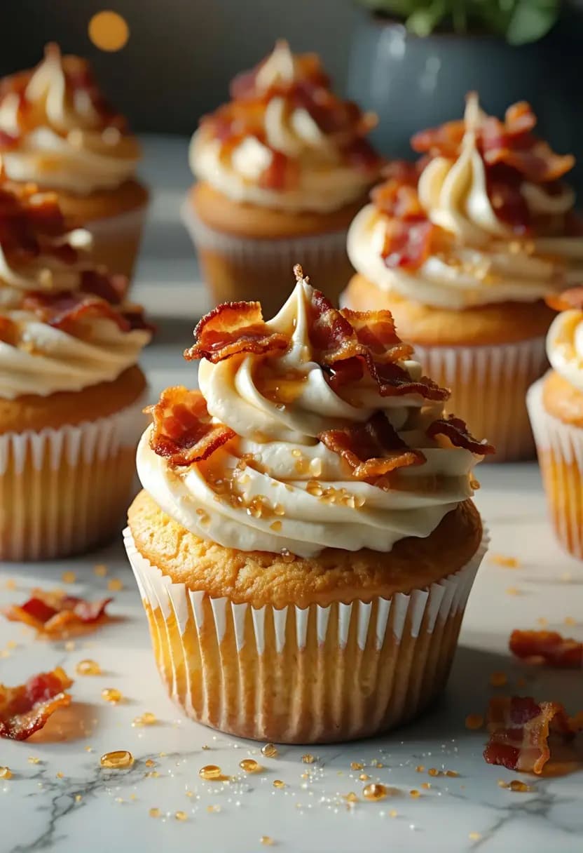 Receita de Cupcakes de Bacon com Xarope de Maple