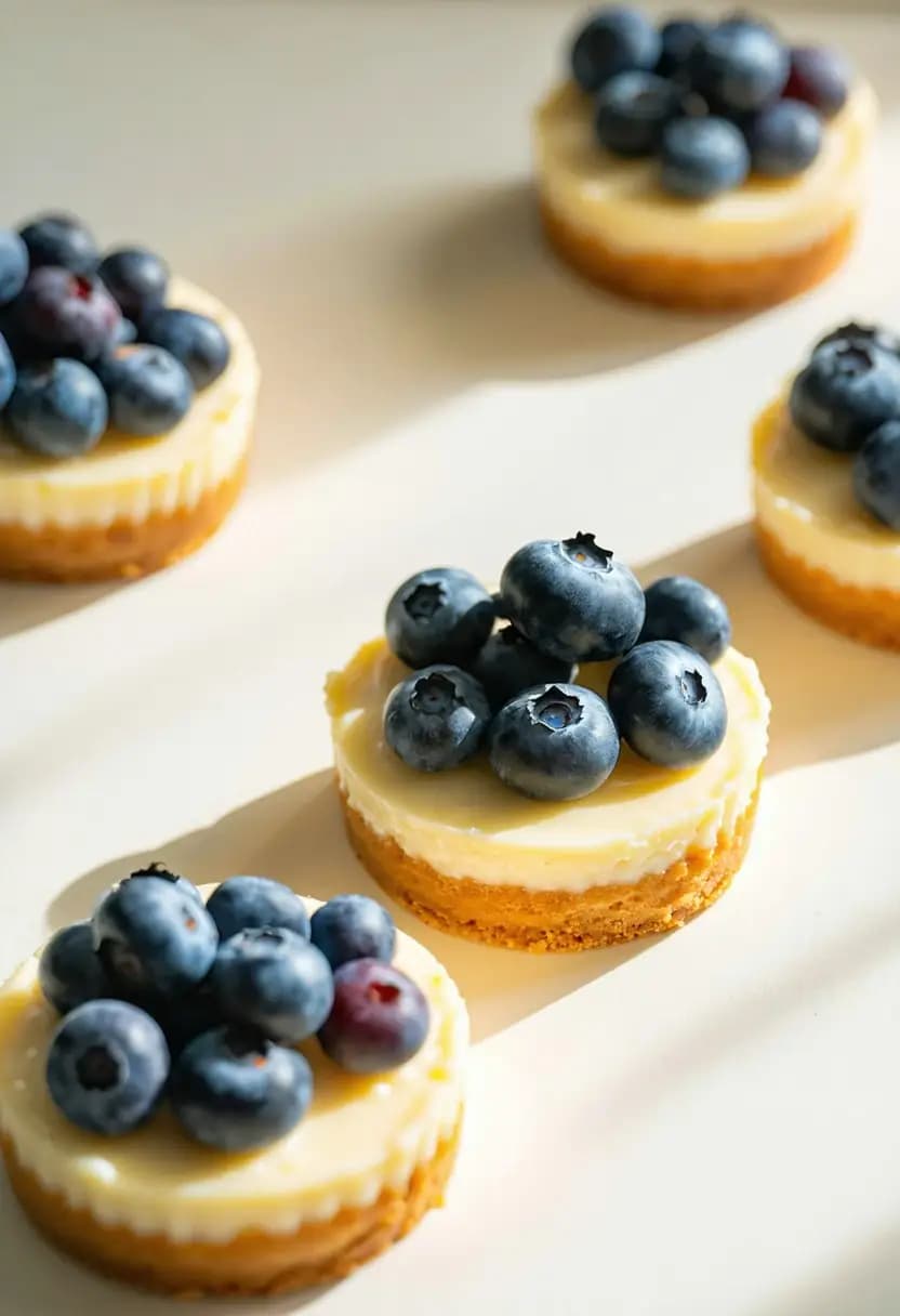 Receita de Mini Cheesecakes de Mirtilo
