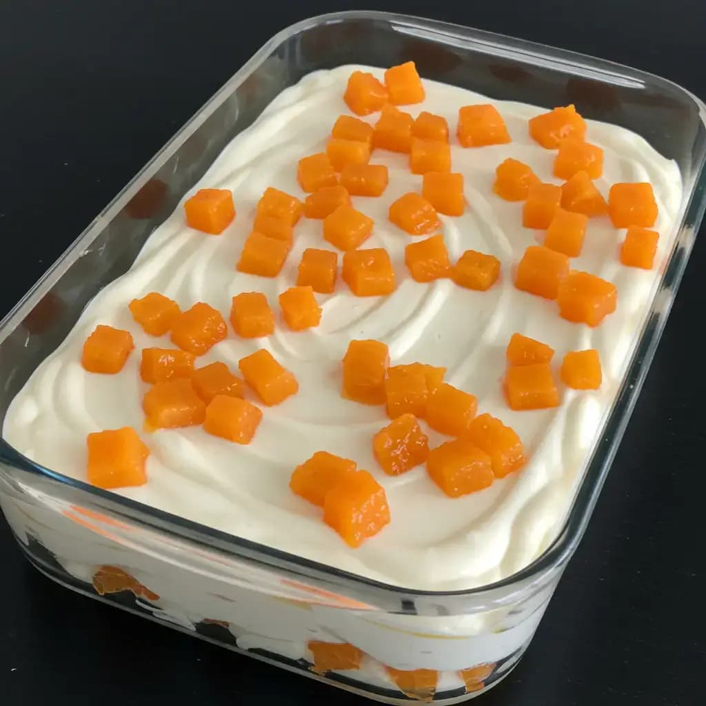 Receita de Pavê de Pêssego Cremoso