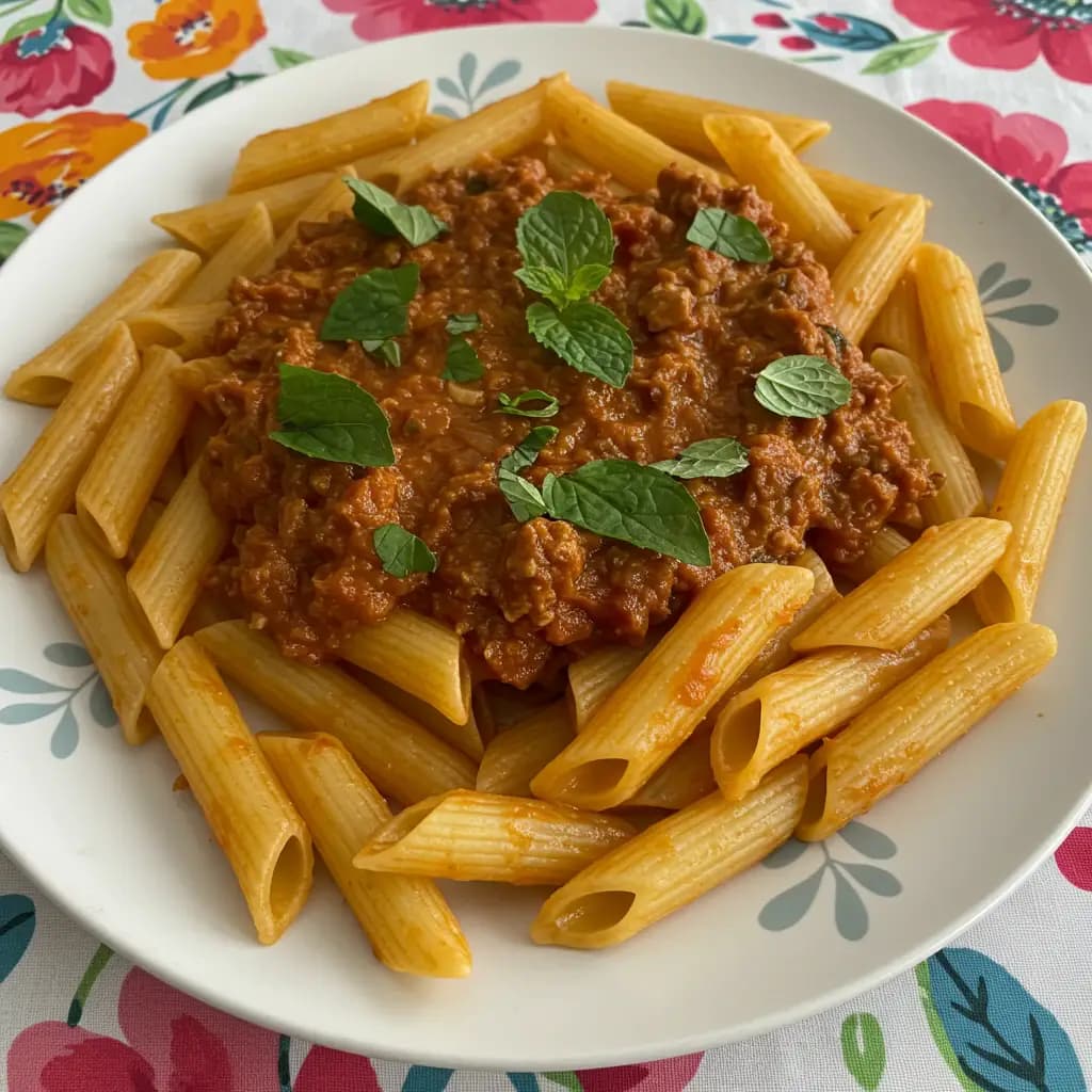 Receita de Penne ao Molho de Bacon