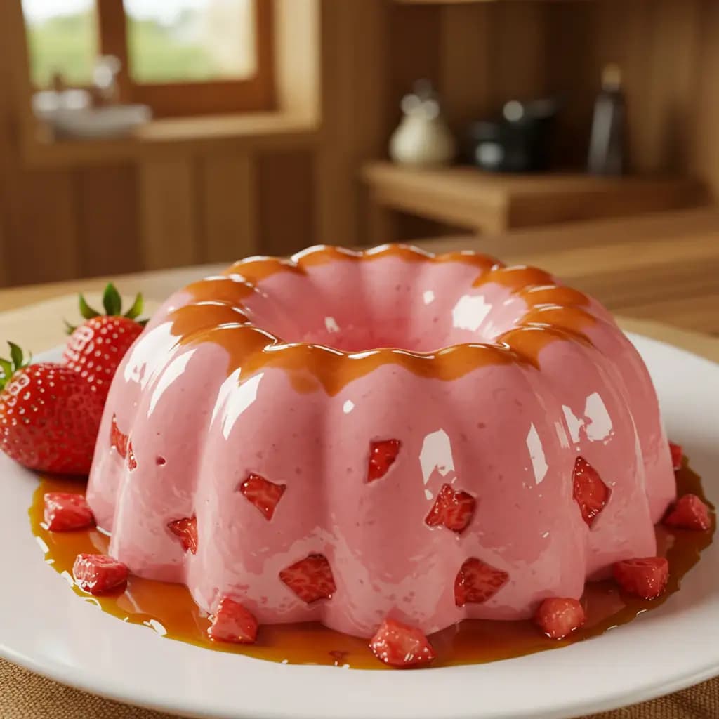 Receita de Pudim de Morango