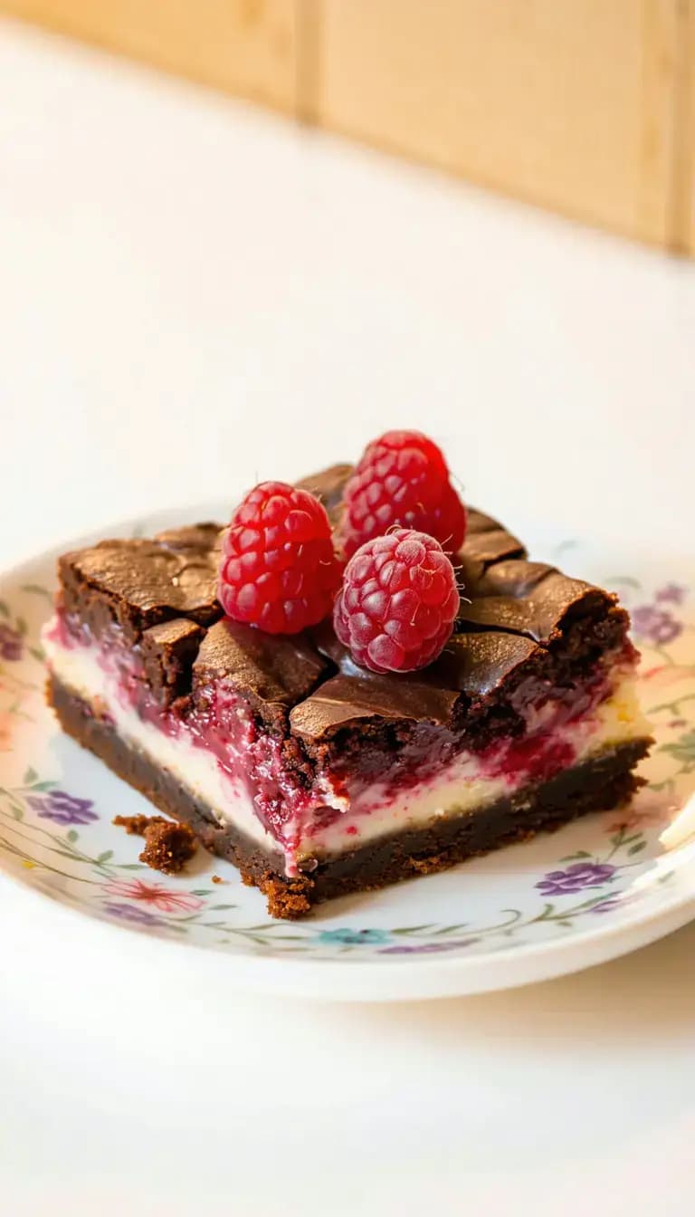 Receita de Brownies de Cheesecake de Framboesa